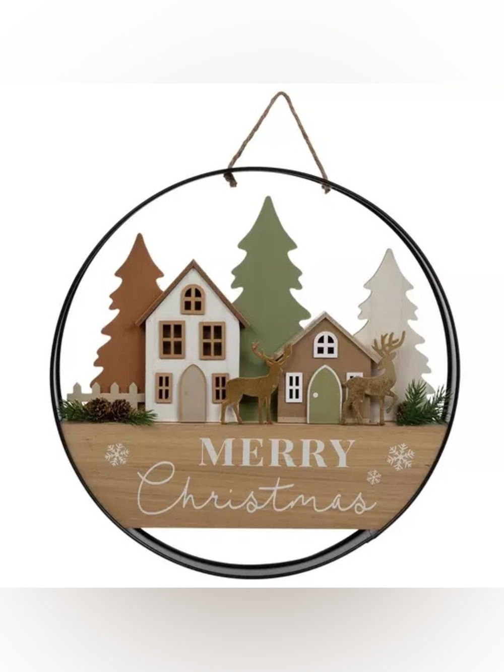 Merry Christmas Village Light Up Wood Wall Decor